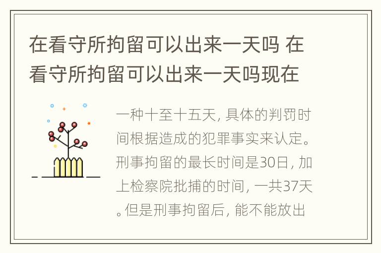 在看守所拘留可以出来一天吗 在看守所拘留可以出来一天吗现在