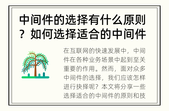 中间件的选择有什么原则？ 如何选择适合的中间件？