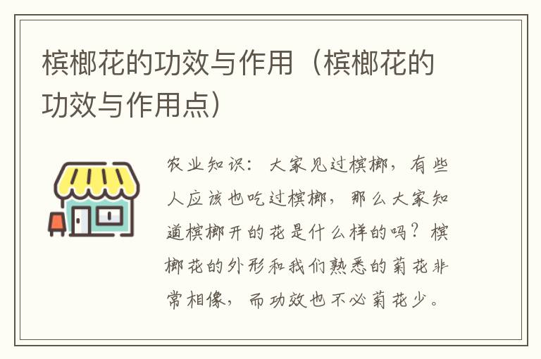 槟榔花的功效与作用（槟榔花的功效与作用点）