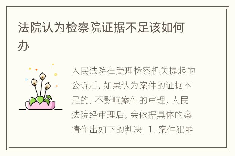 法院认为检察院证据不足该如何办