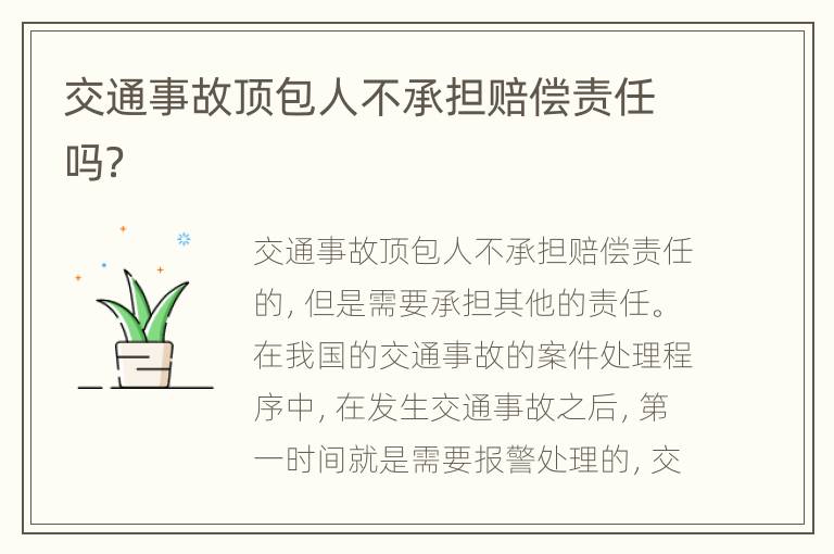 交通事故顶包人不承担赔偿责任吗？