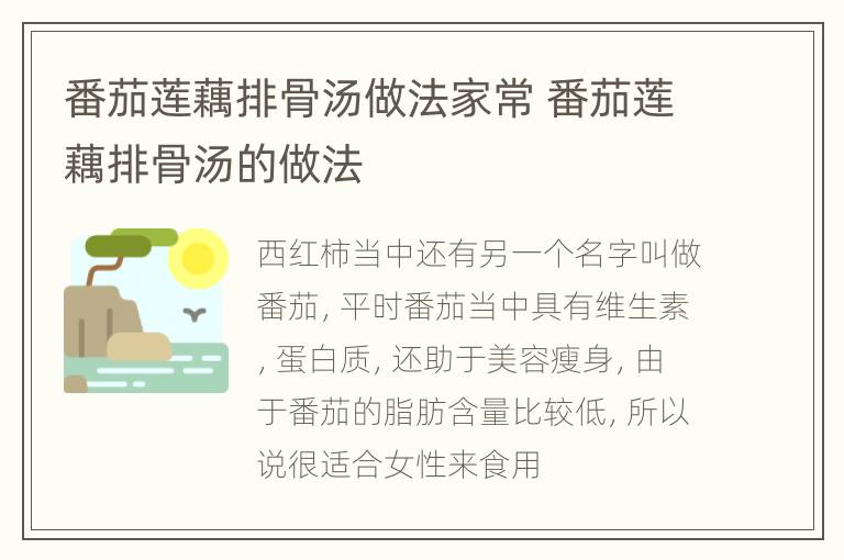 番茄莲藕排骨汤做法家常 番茄莲藕排骨汤的做法