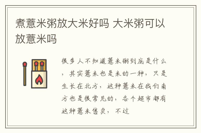 煮薏米粥放大米好吗 大米粥可以放薏米吗