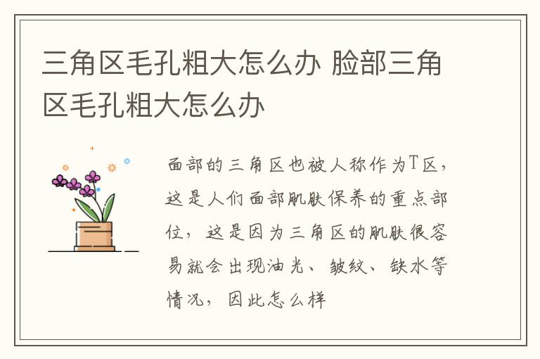 三角区毛孔粗大怎么办 脸部三角区毛孔粗大怎么办