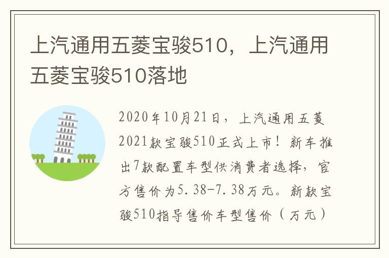 上汽通用五菱宝骏510，上汽通用五菱宝骏510落地