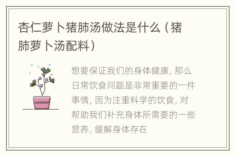 杏仁萝卜猪肺汤做法是什么（猪肺萝卜汤配料）
