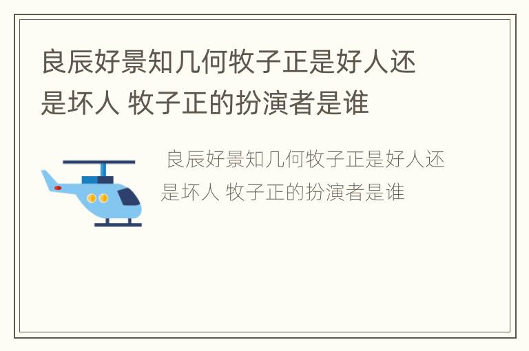 良辰好景知几何牧子正是好人还是坏人 牧子正的扮演者是谁