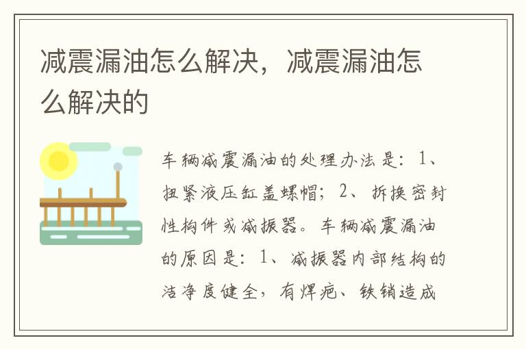 减震漏油怎么解决，减震漏油怎么解决的