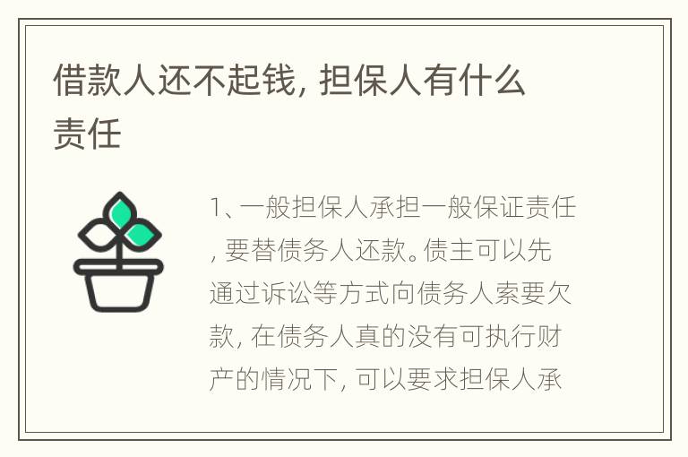 借款人还不起钱，担保人有什么责任