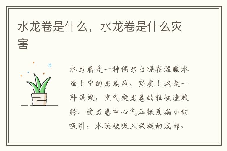 水龙卷是什么，水龙卷是什么灾害