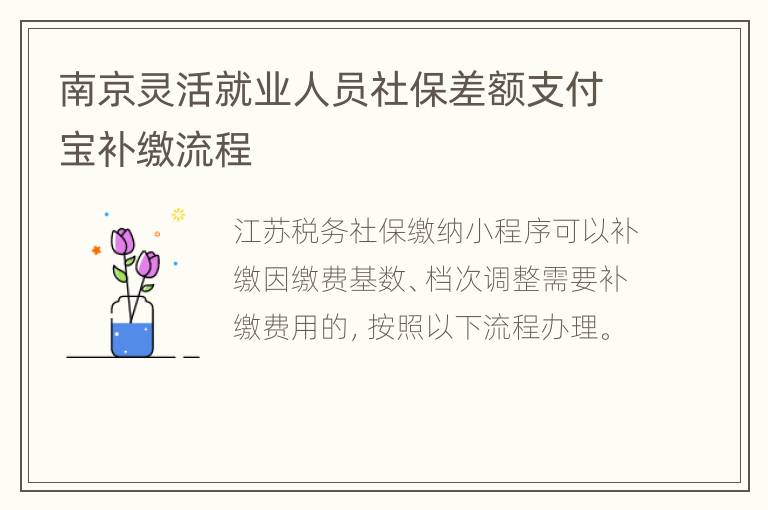南京灵活就业人员社保差额支付宝补缴流程