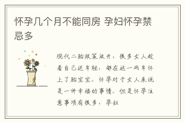 怀孕几个月不能同房 孕妇怀孕禁忌多