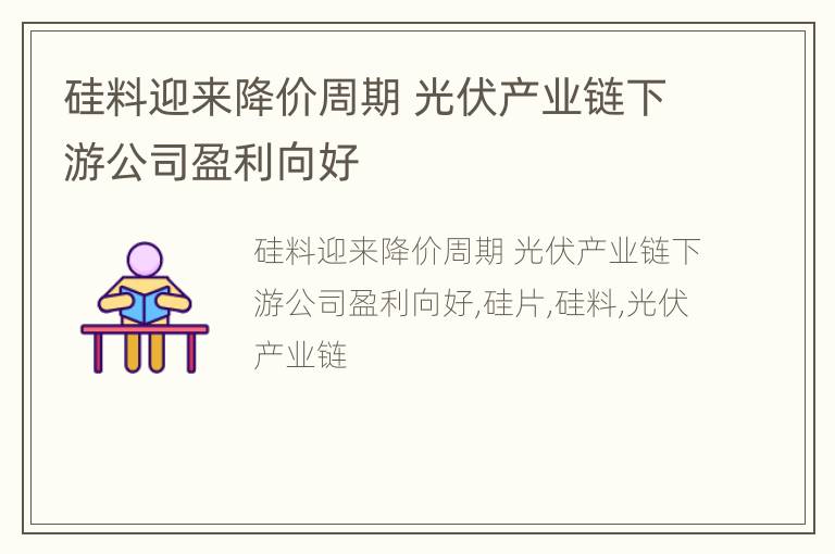 硅料迎来降价周期 光伏产业链下游公司盈利向好