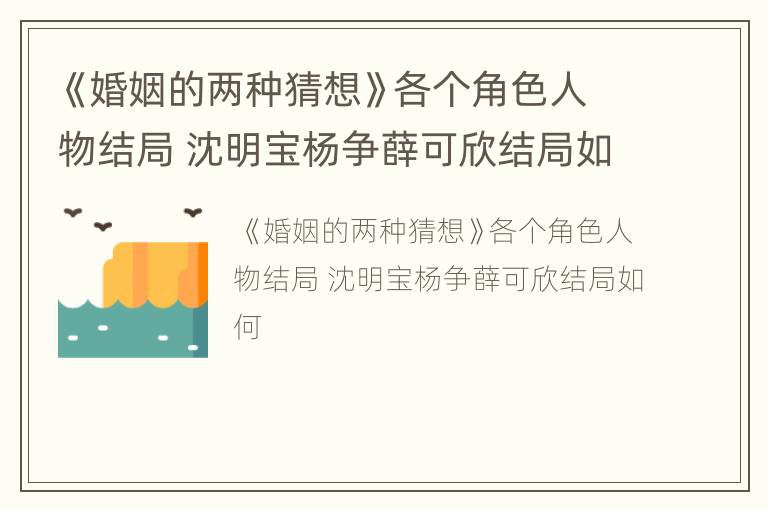 《婚姻的两种猜想》各个角色人物结局 沈明宝杨争薛可欣结局如何
