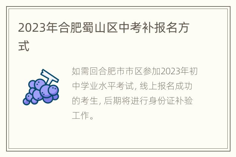 2023年合肥蜀山区中考补报名方式