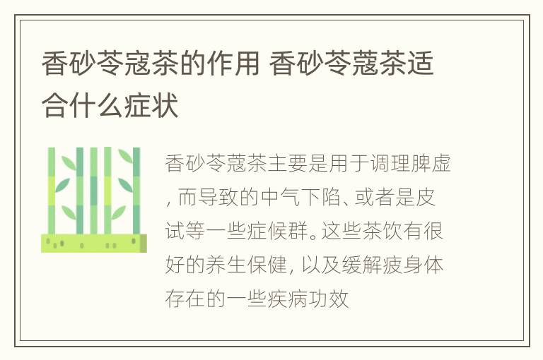 香砂苓寇茶的作用 香砂苓蔻茶适合什么症状