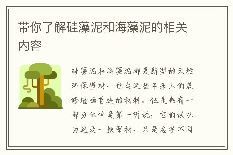 带你了解硅藻泥和海藻泥的相关内容
