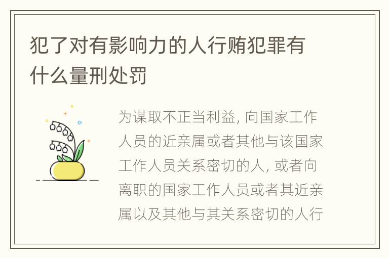 犯了对有影响力的人行贿犯罪有什么量刑处罚