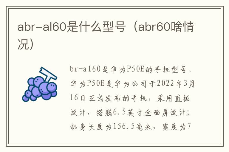 abr-al60是什么型号（abr60啥情况）