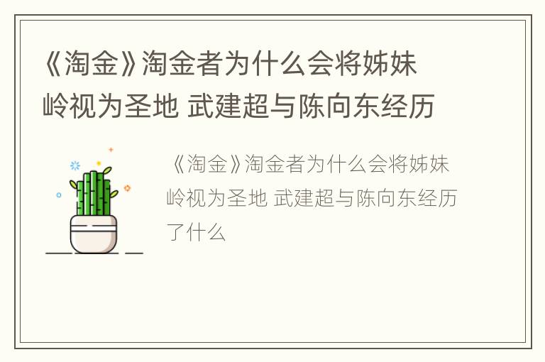 《淘金》淘金者为什么会将姊妹岭视为圣地 武建超与陈向东经历了什么