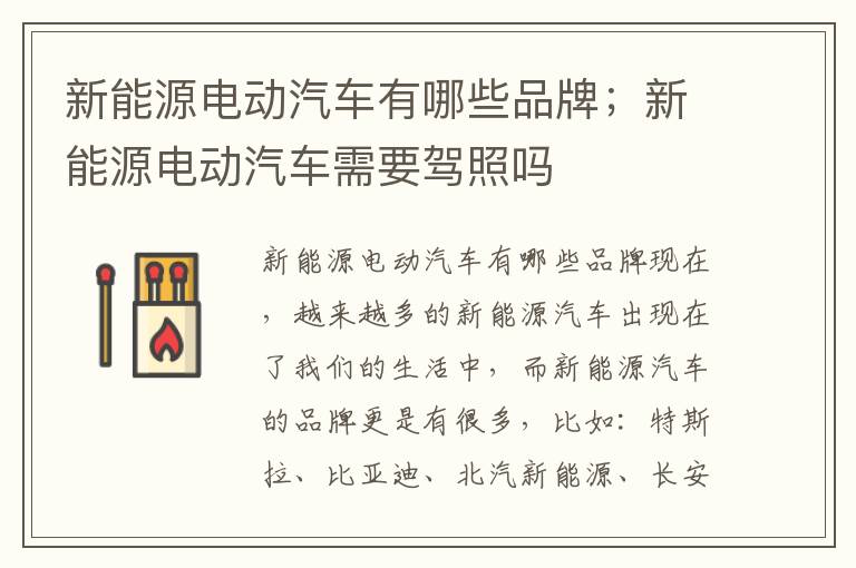 新能源电动汽车有哪些品牌；新能源电动汽车需要驾照吗