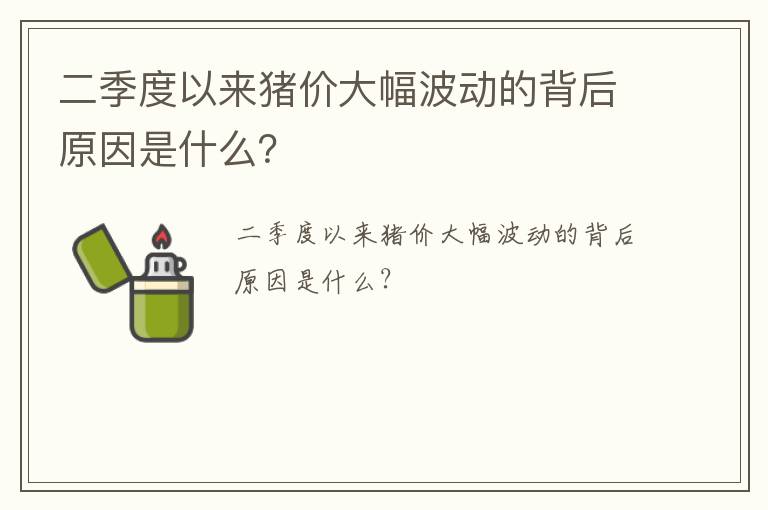二季度以来猪价大幅波动的背后原因是什么？
