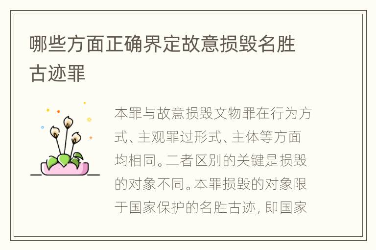 哪些方面正确界定故意损毁名胜古迹罪