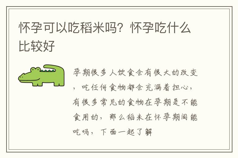 怀孕可以吃稻米吗？怀孕吃什么比较好