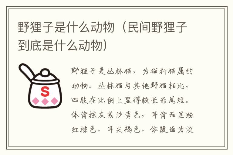 野狸子是什么动物（民间野狸子到底是什么动物）