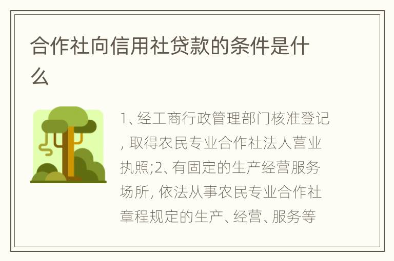 合作社向信用社贷款的条件是什么