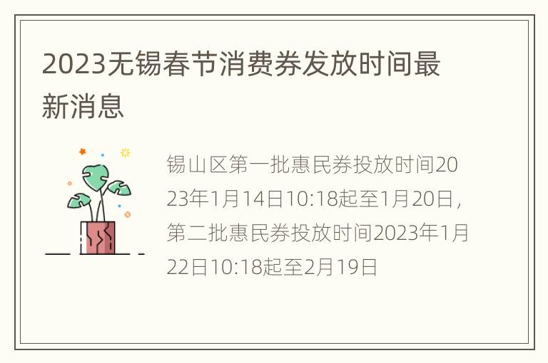 2023无锡春节消费券发放时间最新消息