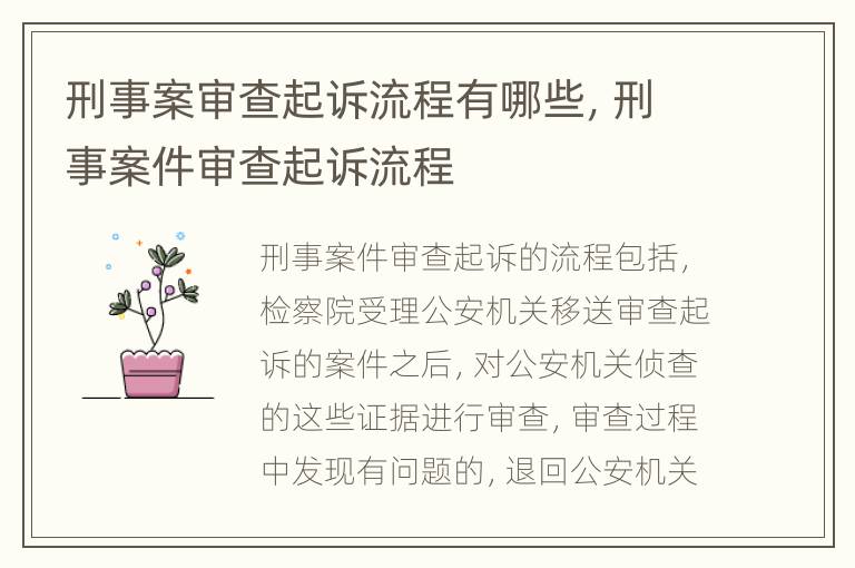 刑事案审查起诉流程有哪些，刑事案件审查起诉流程