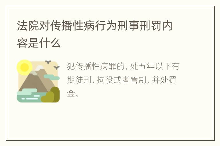 法院对传播性病行为刑事刑罚内容是什么