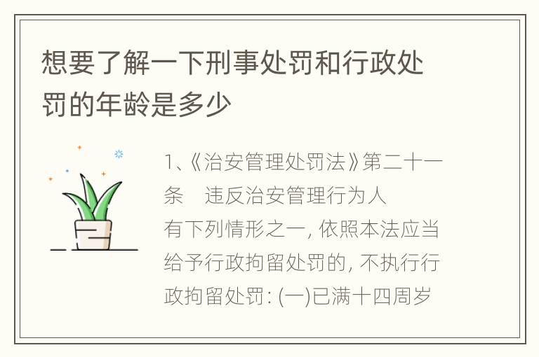 想要了解一下刑事处罚和行政处罚的年龄是多少