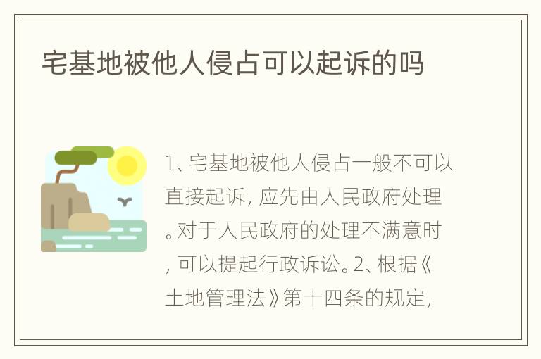 宅基地被他人侵占可以起诉的吗