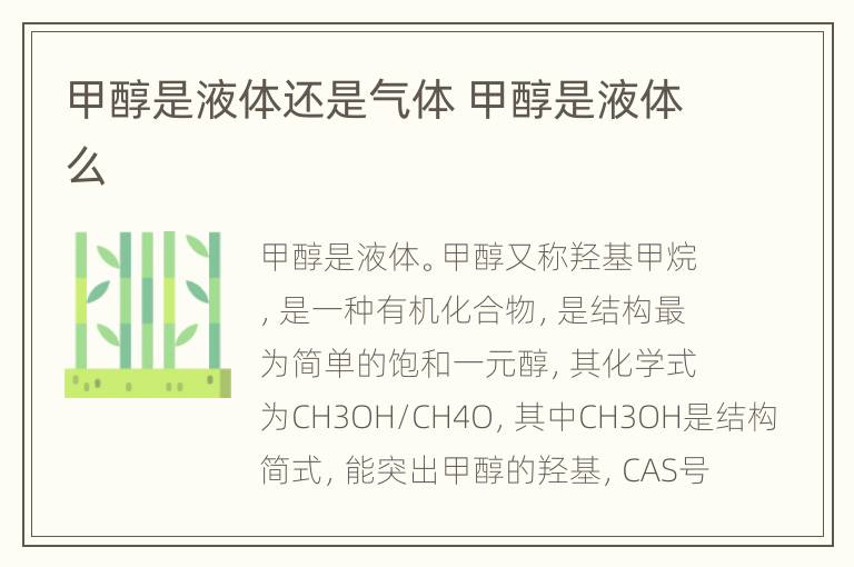 甲醇是液体还是气体 甲醇是液体么