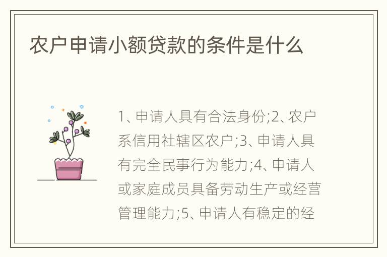 农户申请小额贷款的条件是什么