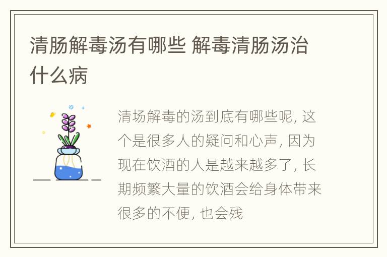 清肠解毒汤有哪些 解毒清肠汤治什么病