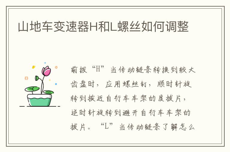 山地车变速器H和L螺丝如何调整