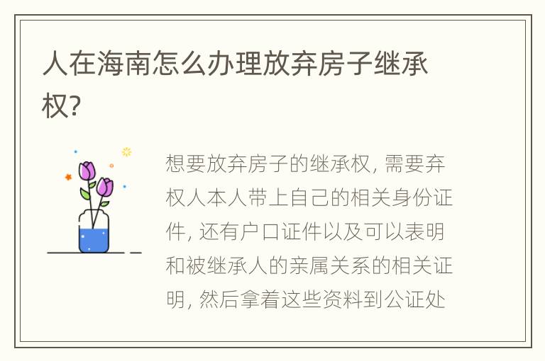 人在海南怎么办理放弃房子继承权？