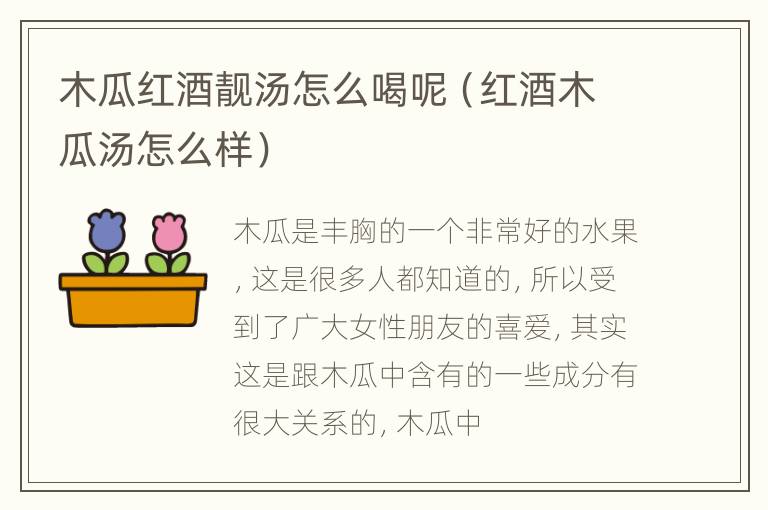 木瓜红酒靓汤怎么喝呢（红酒木瓜汤怎么样）