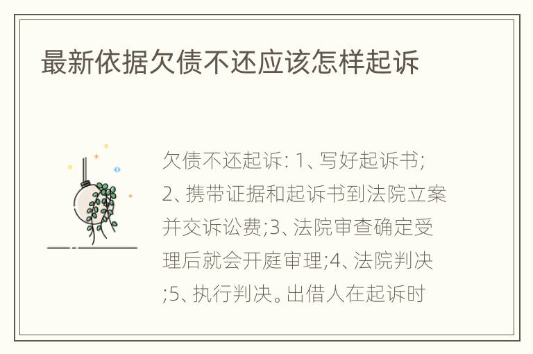 最新依据欠债不还应该怎样起诉