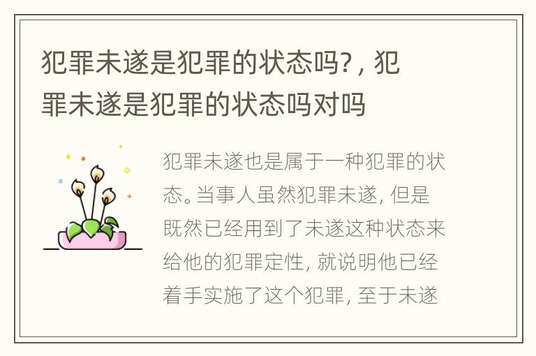 犯罪未遂是犯罪的状态吗？，犯罪未遂是犯罪的状态吗对吗