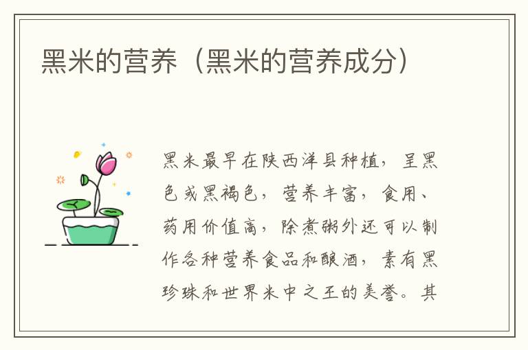 黑米的营养（黑米的营养成分）