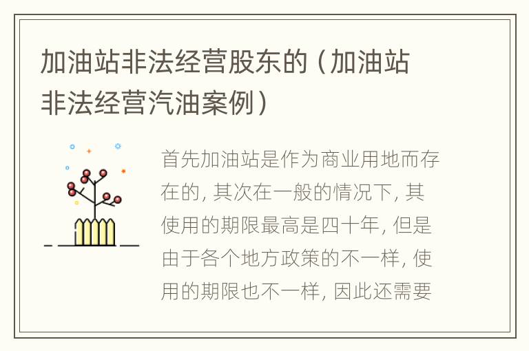加油站非法经营股东的（加油站非法经营汽油案例）