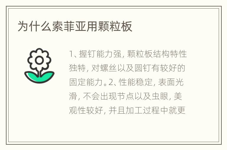 为什么索菲亚用颗粒板