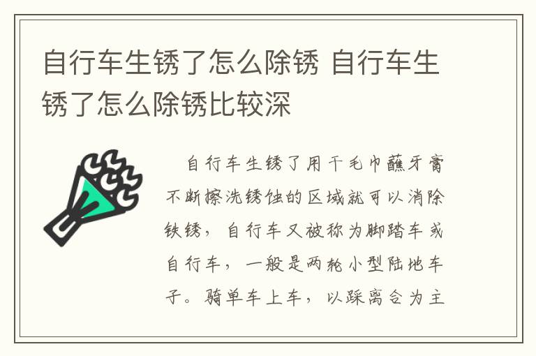 自行车生锈了怎么除锈 自行车生锈了怎么除锈比较深