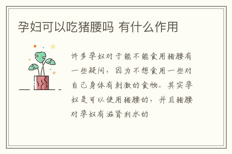 孕妇可以吃猪腰吗 有什么作用