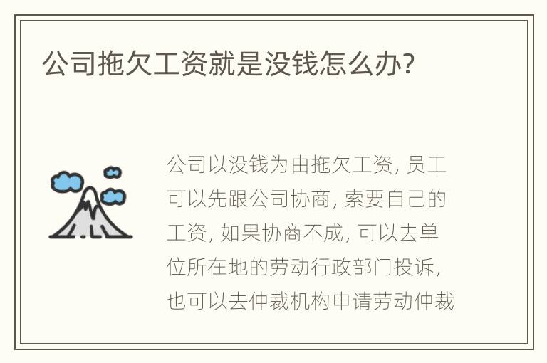 公司拖欠工资就是没钱怎么办？