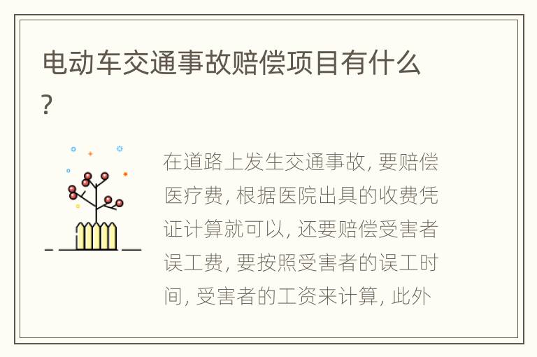 电动车交通事故赔偿项目有什么？